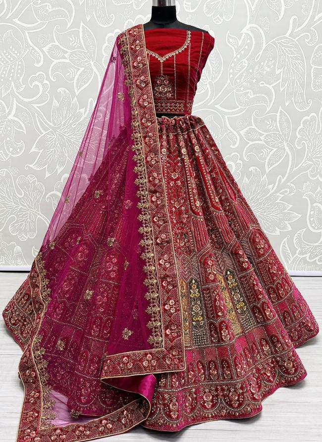 Velvet Rani Bridal Wear Heavy Embroidery Work Lehenga Choli